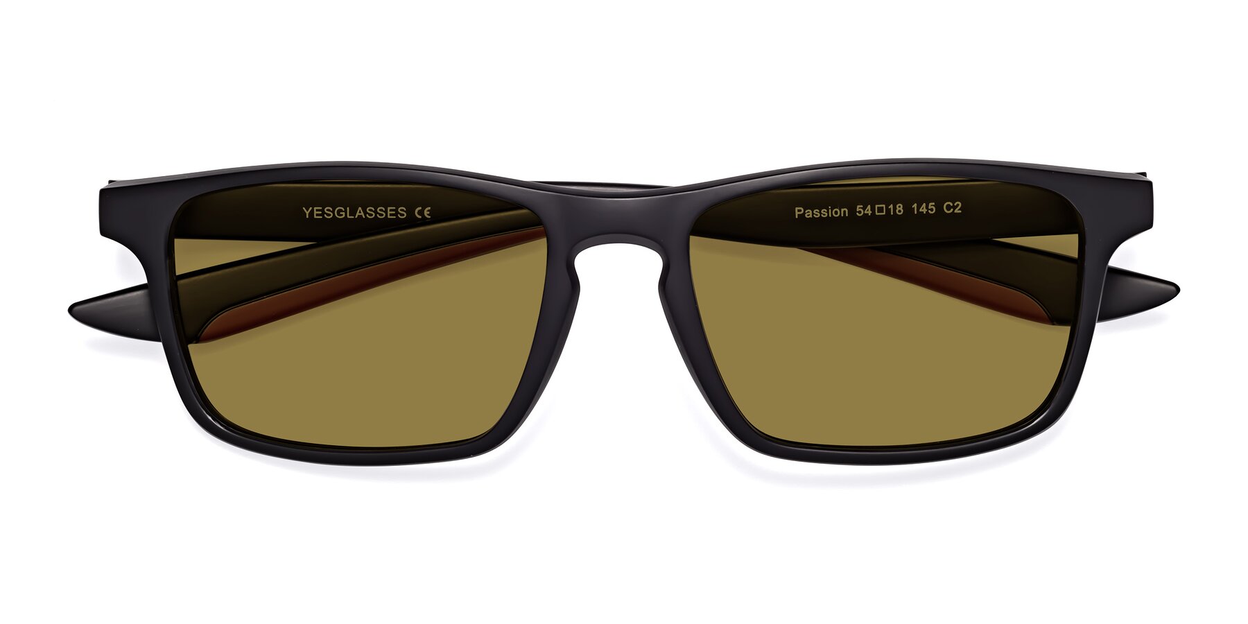 Folded Front of Passion in Matte Black-Wine with Brown Polarized Lenses