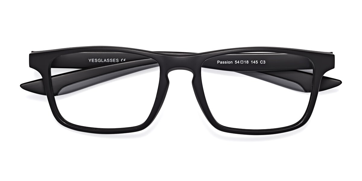 Matte Black Classic TR90 Rectangle Eyeglasses - Bill