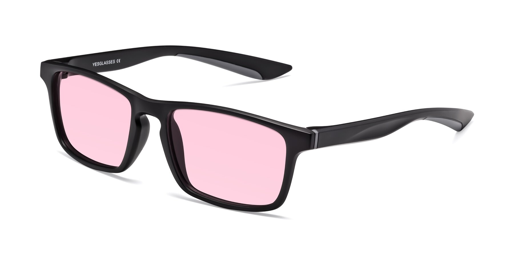 Angle of Passion in Matte Black-Gray with Light Pink Tinted Lenses