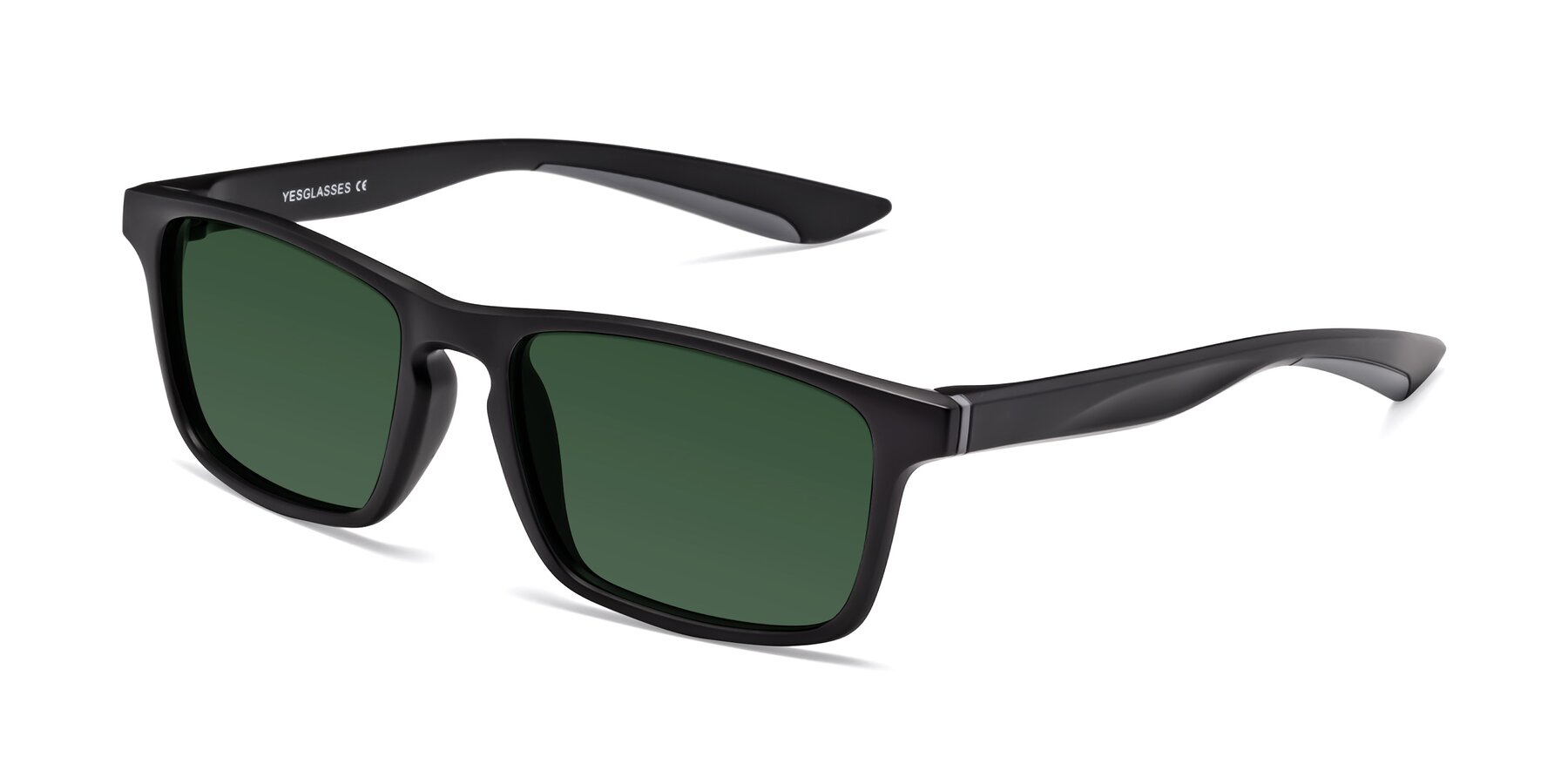 Angle of Passion in Matte Black-Gray with Green Tinted Lenses