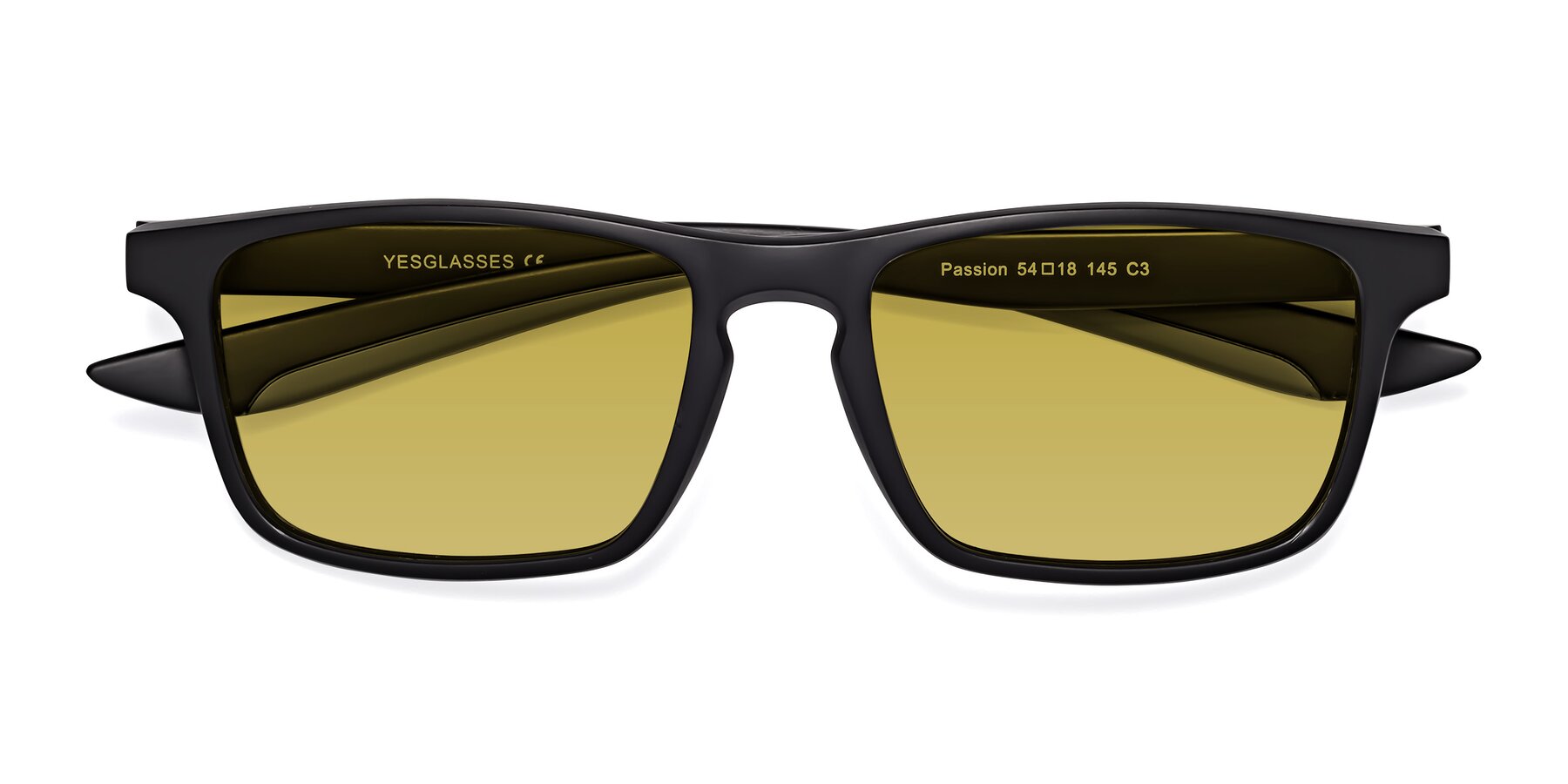 Folded Front of Passion in Matte Black-Gray with Champagne Tinted Lenses