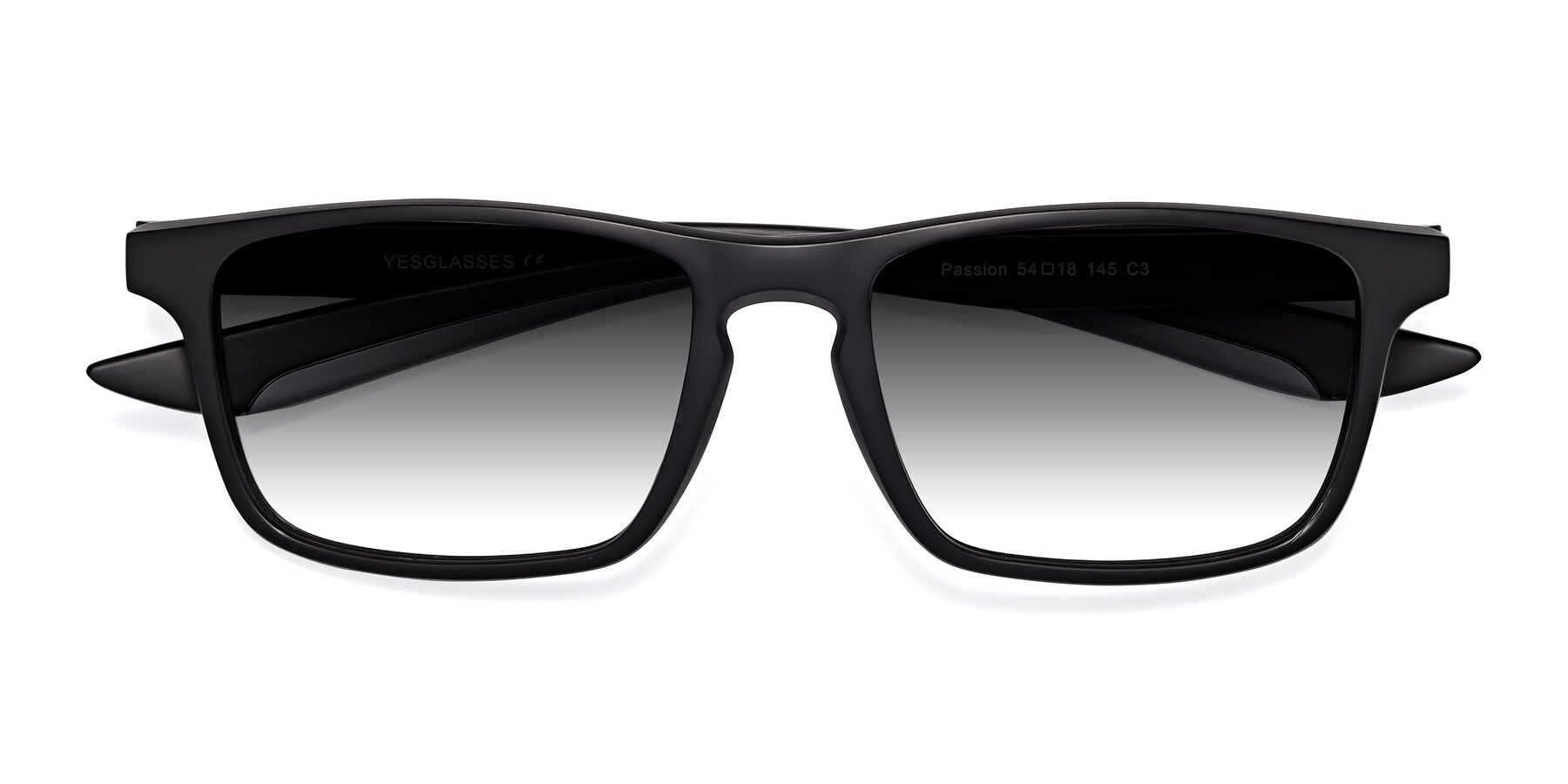 Folded Front of Passion in Matte Black-Gray with Gray Gradient Lenses