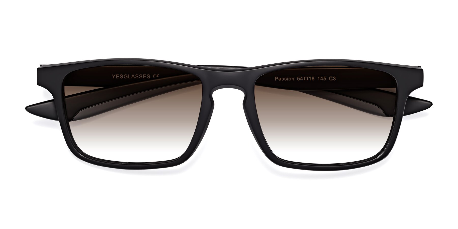 Folded Front of Passion in Matte Black-Gray with Brown Gradient Lenses