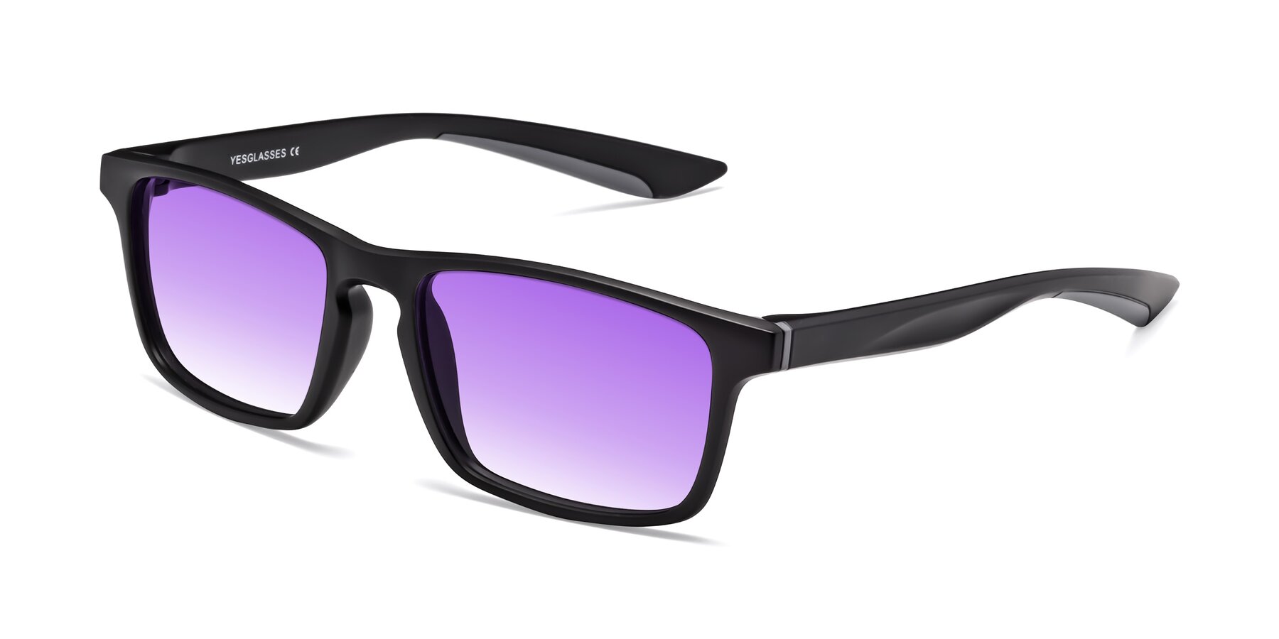Angle of Passion in Matte Black-Gray with Purple Gradient Lenses