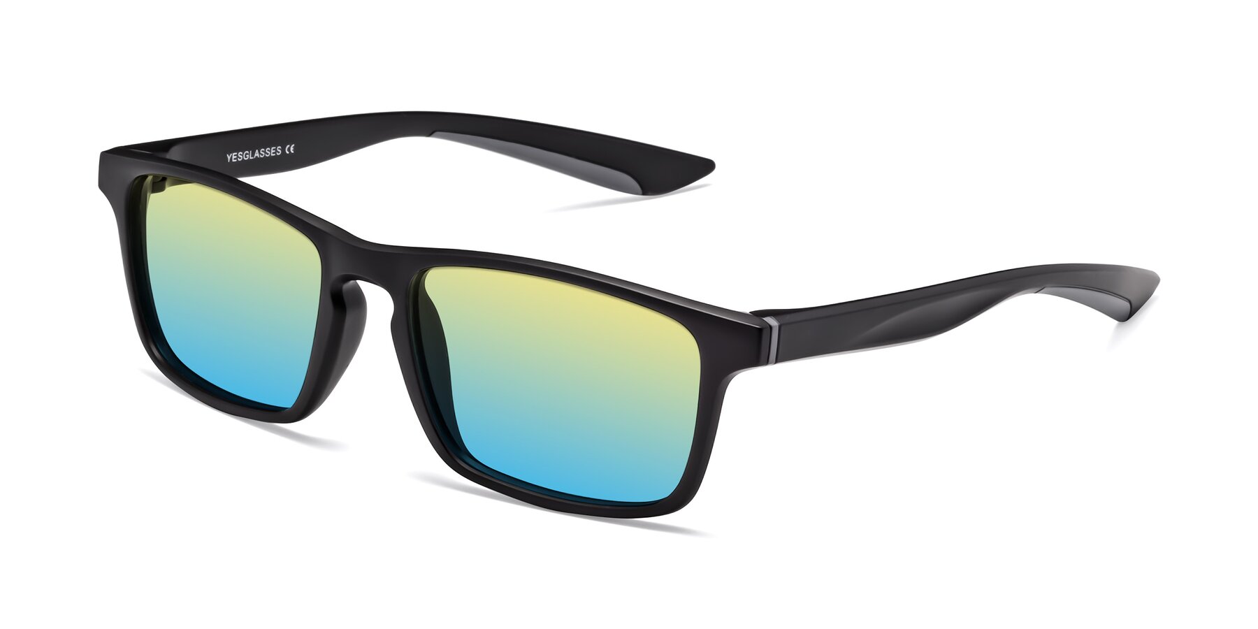 Angle of Passion in Matte Black-Gray with Yellow / Blue Gradient Lenses