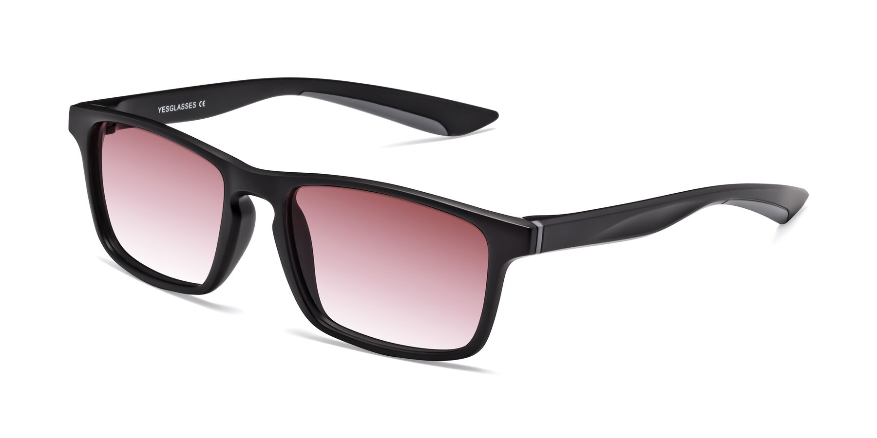 Angle of Passion in Matte Black-Gray with Garnet Gradient Lenses