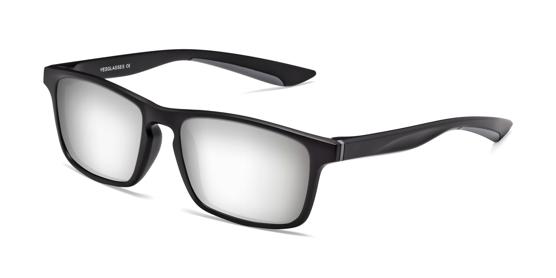 Angle of Passion in Matte Black-Gray with Silver Mirrored Lenses