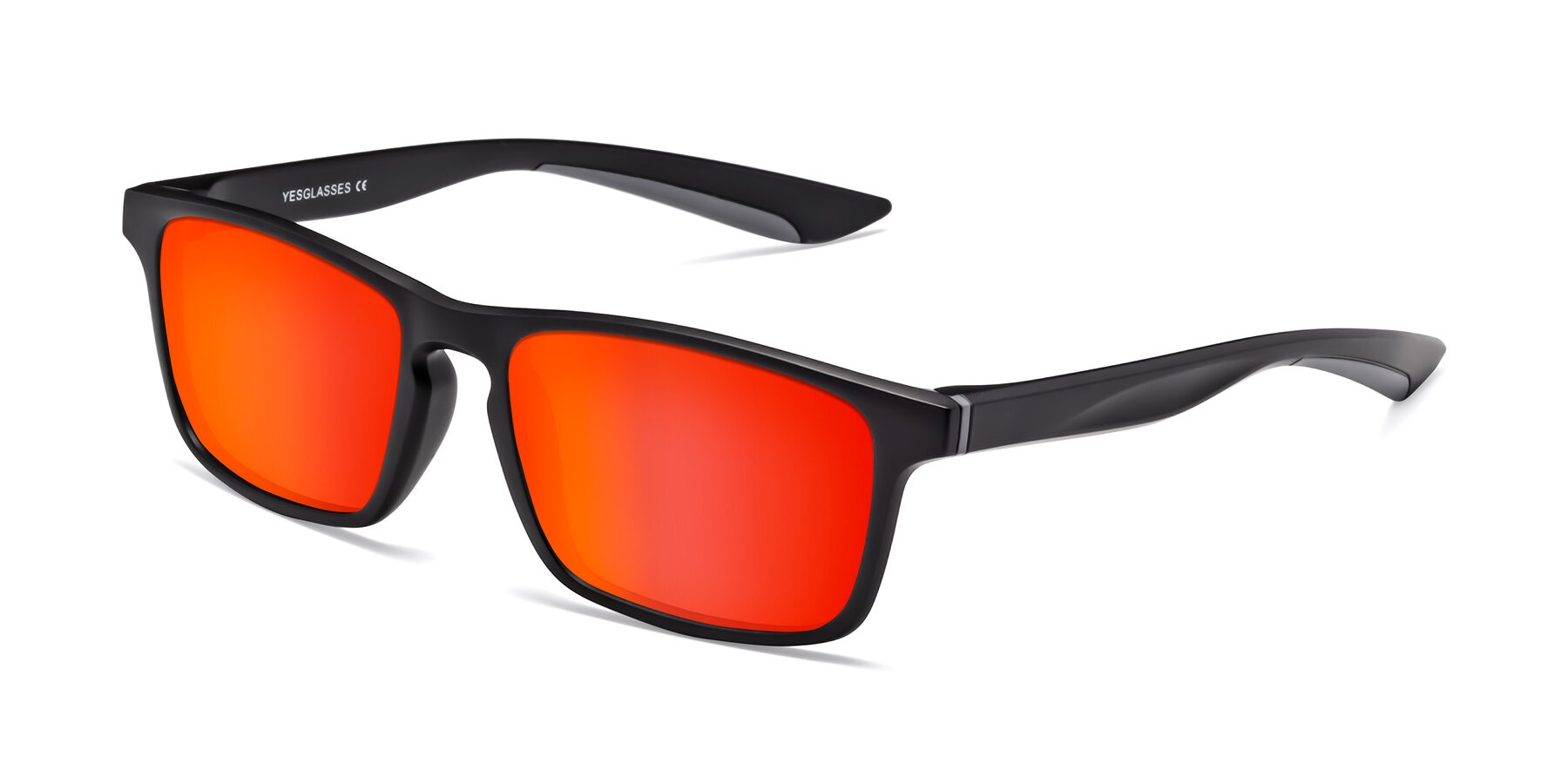 Angle of Passion in Matte Black-Gray with Red Gold Mirrored Lenses