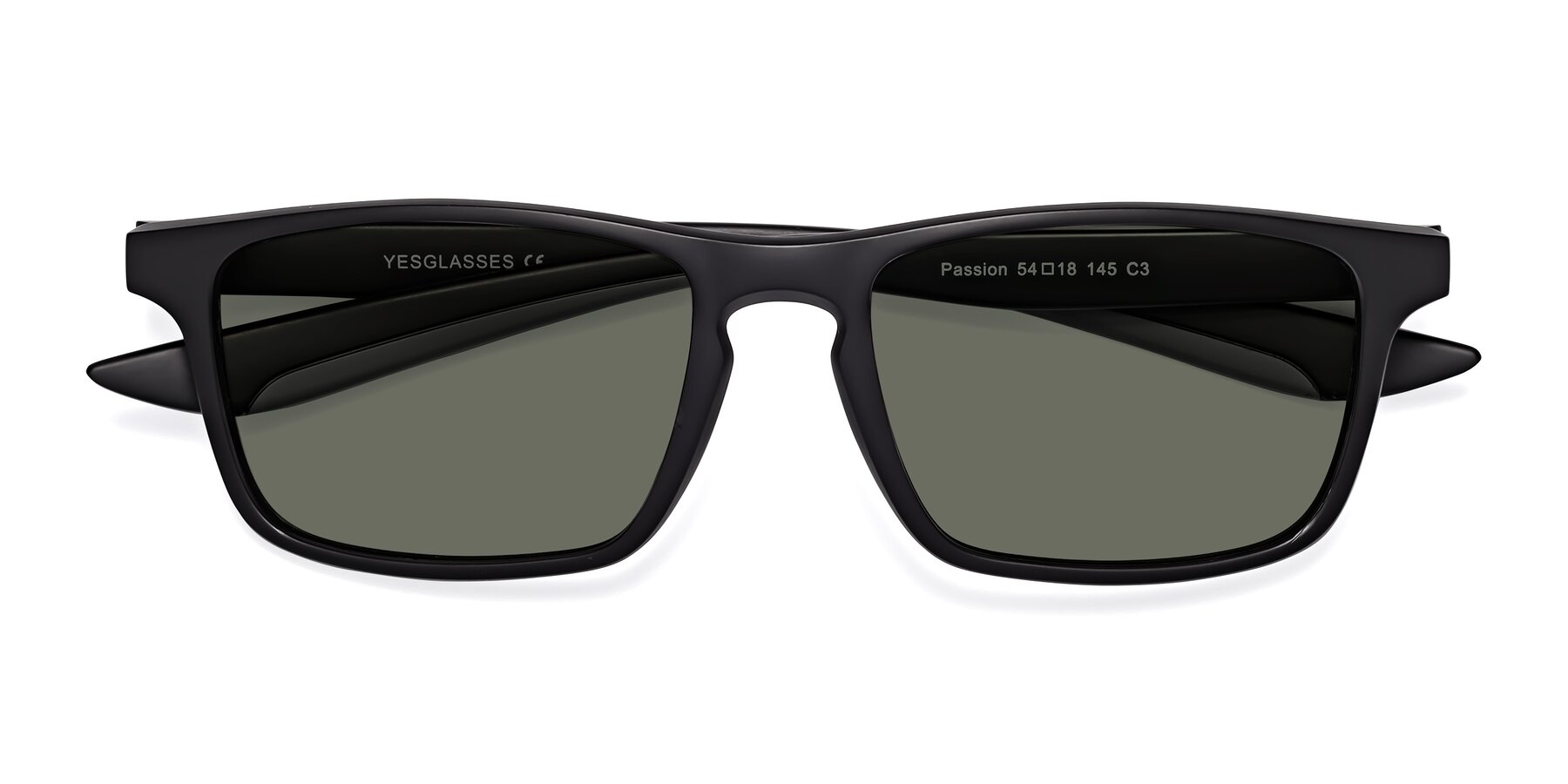 Folded Front of Passion in Matte Black-Gray with Gray Polarized Lenses