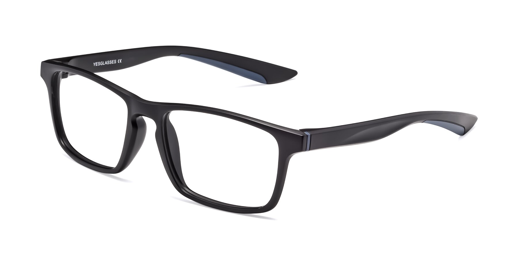 Angle of Passion in Matte Black-Blue with Clear Eyeglass Lenses