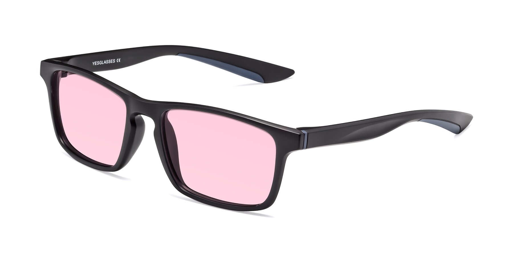 Angle of Passion in Matte Black-Blue with Light Pink Tinted Lenses
