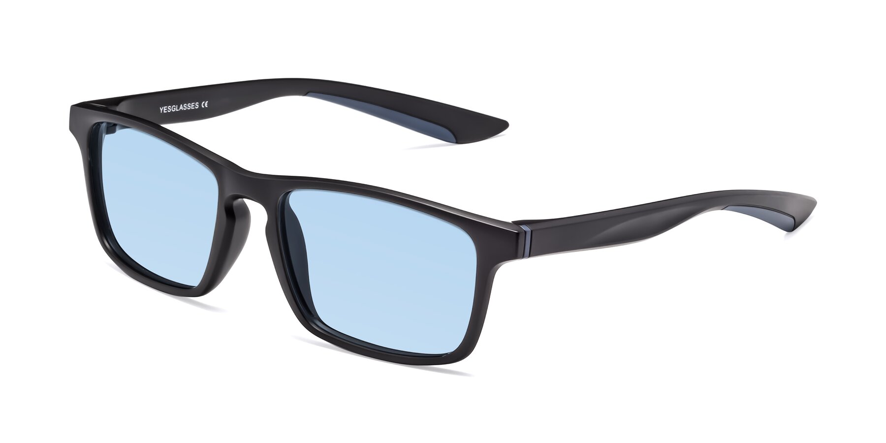 Angle of Passion in Matte Black-Blue with Light Blue Tinted Lenses