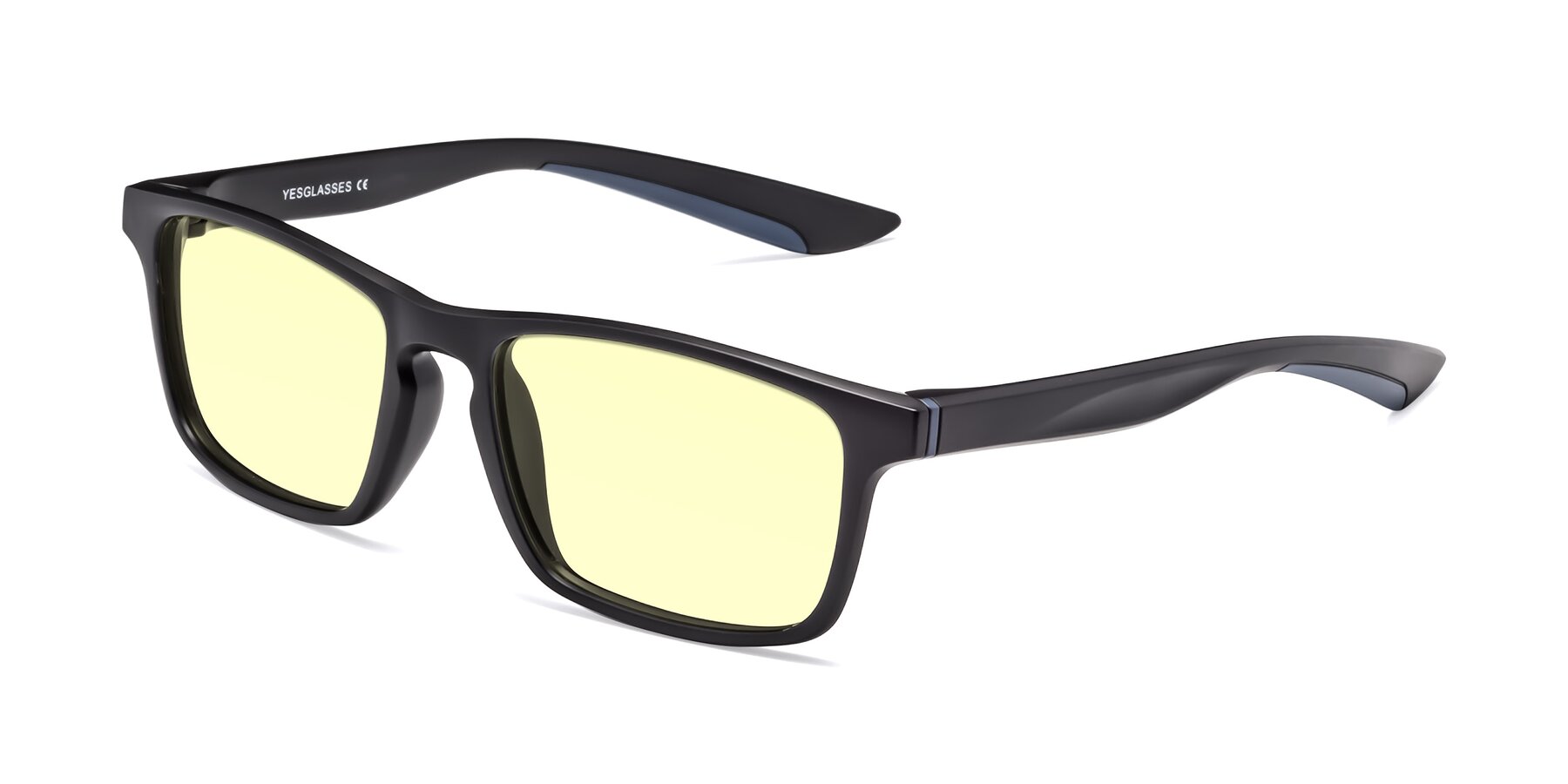 Angle of Passion in Matte Black-Blue with Light Yellow Tinted Lenses