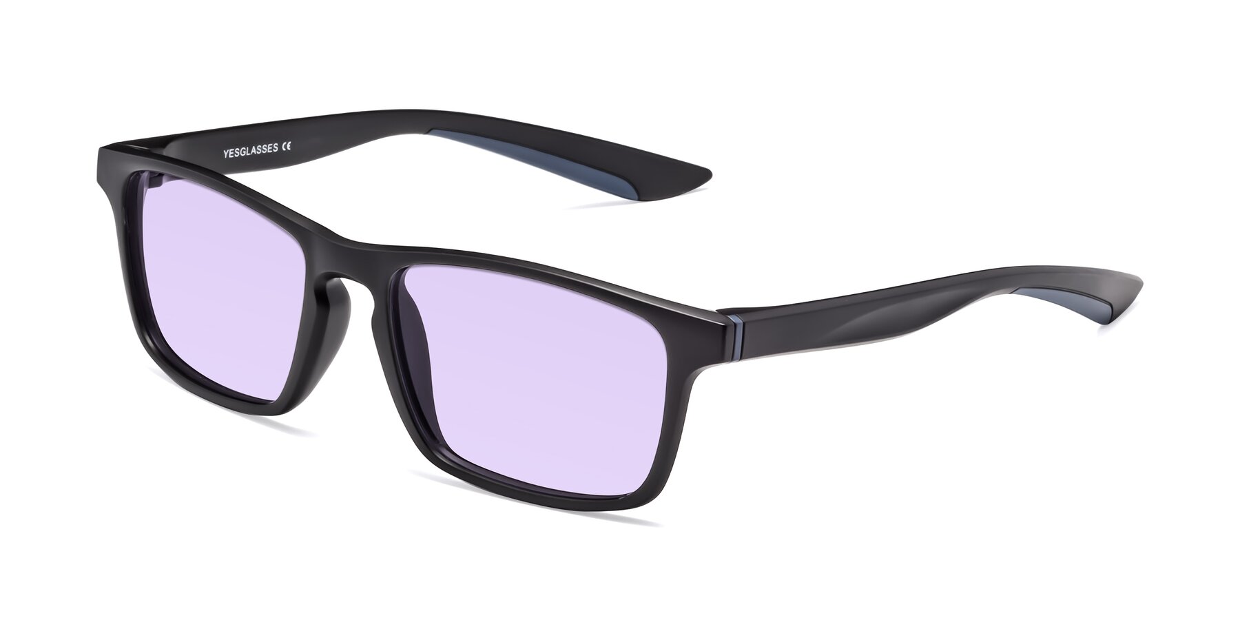 Angle of Passion in Matte Black-Blue with Light Purple Tinted Lenses