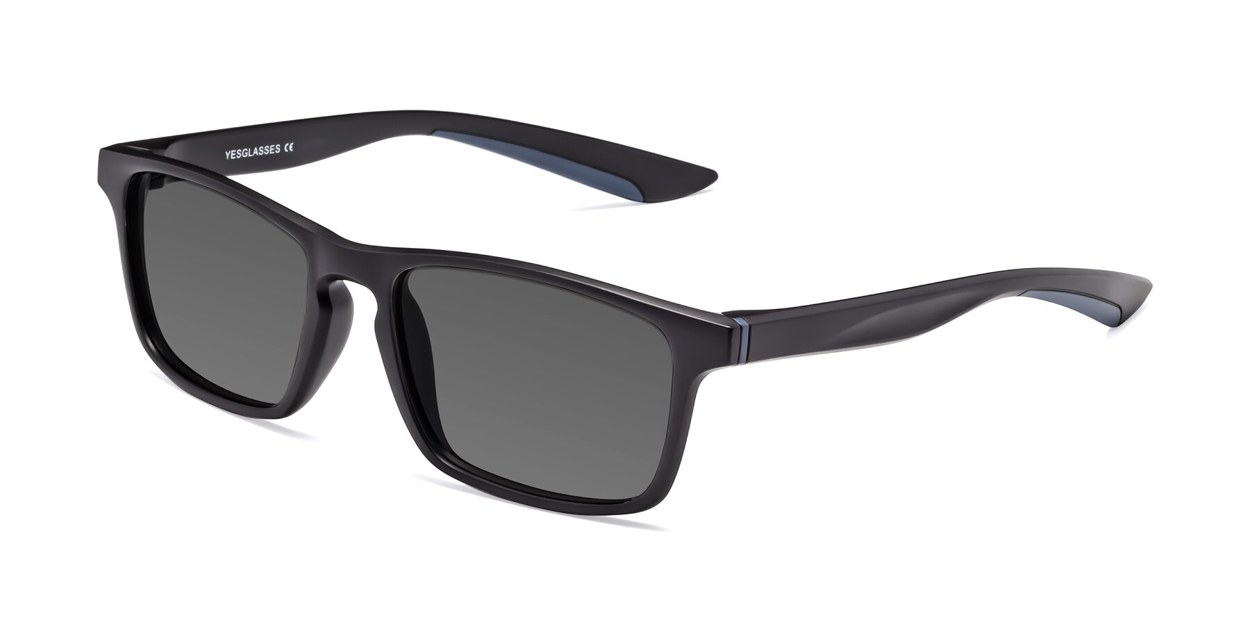 Angle of Passion in Matte Black-Blue with Medium Gray Tinted Lenses