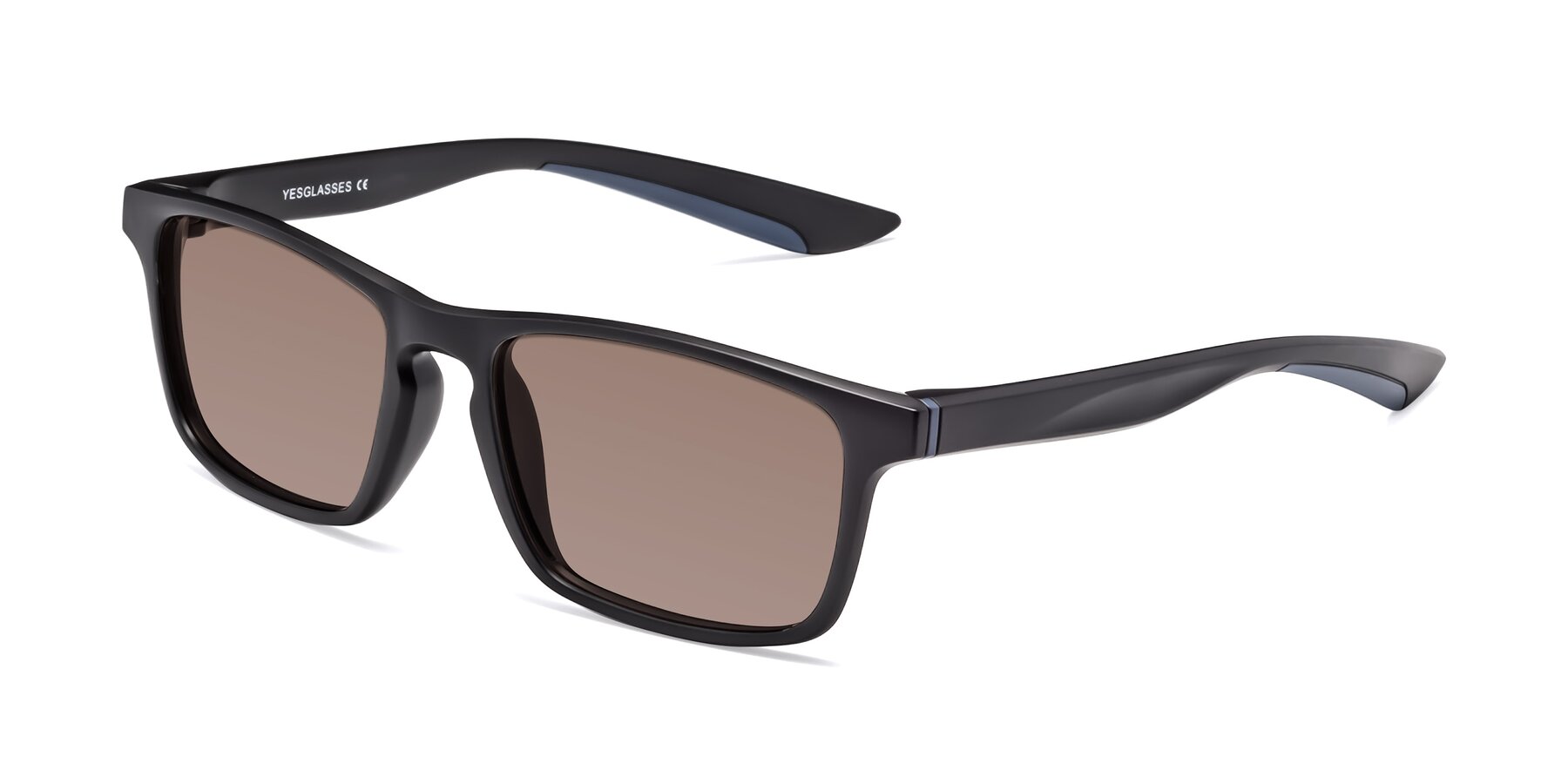 Angle of Passion in Matte Black-Blue with Medium Brown Tinted Lenses