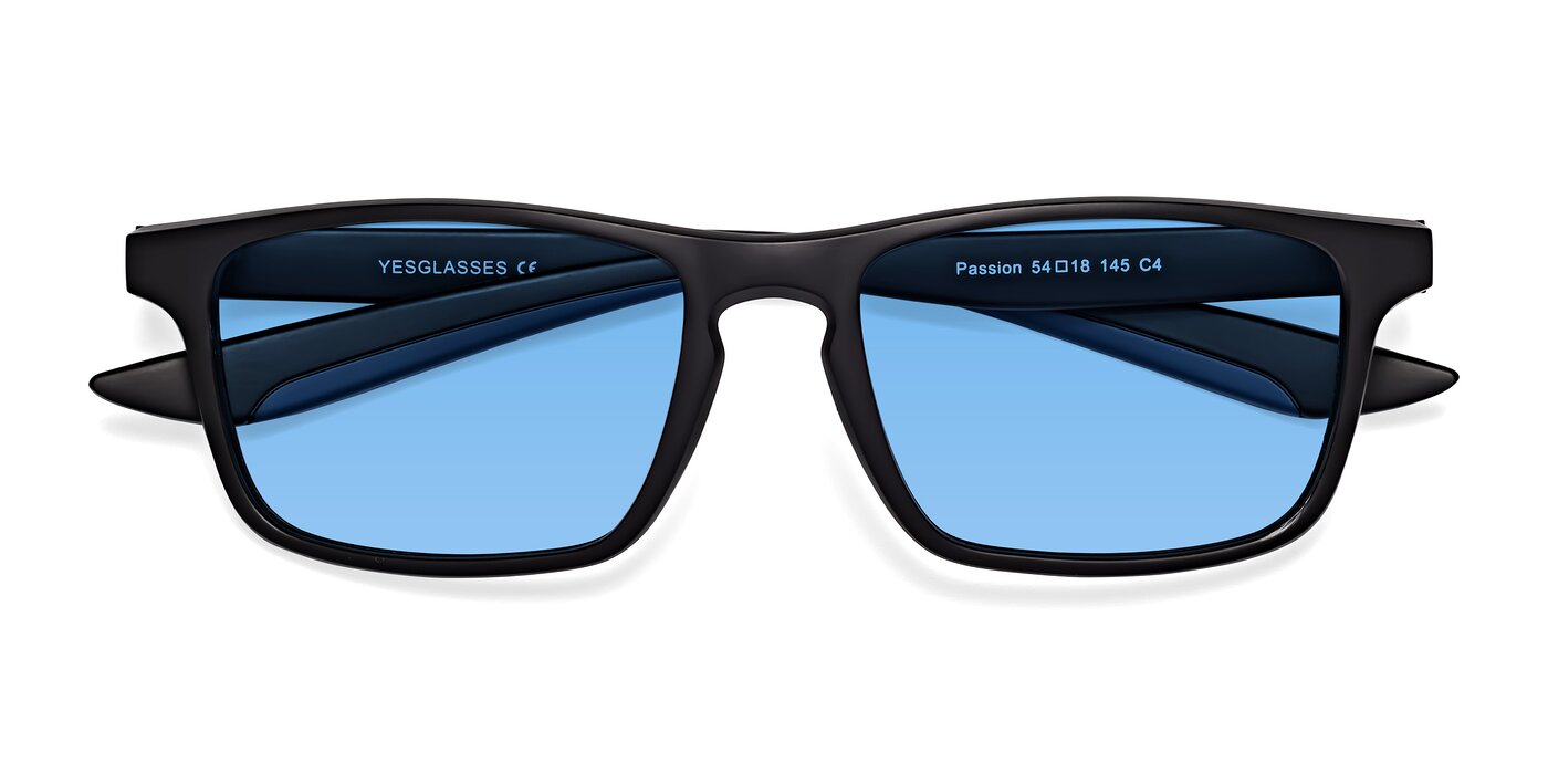 Passion - Matte Black / Blue Tinted Sunglasses