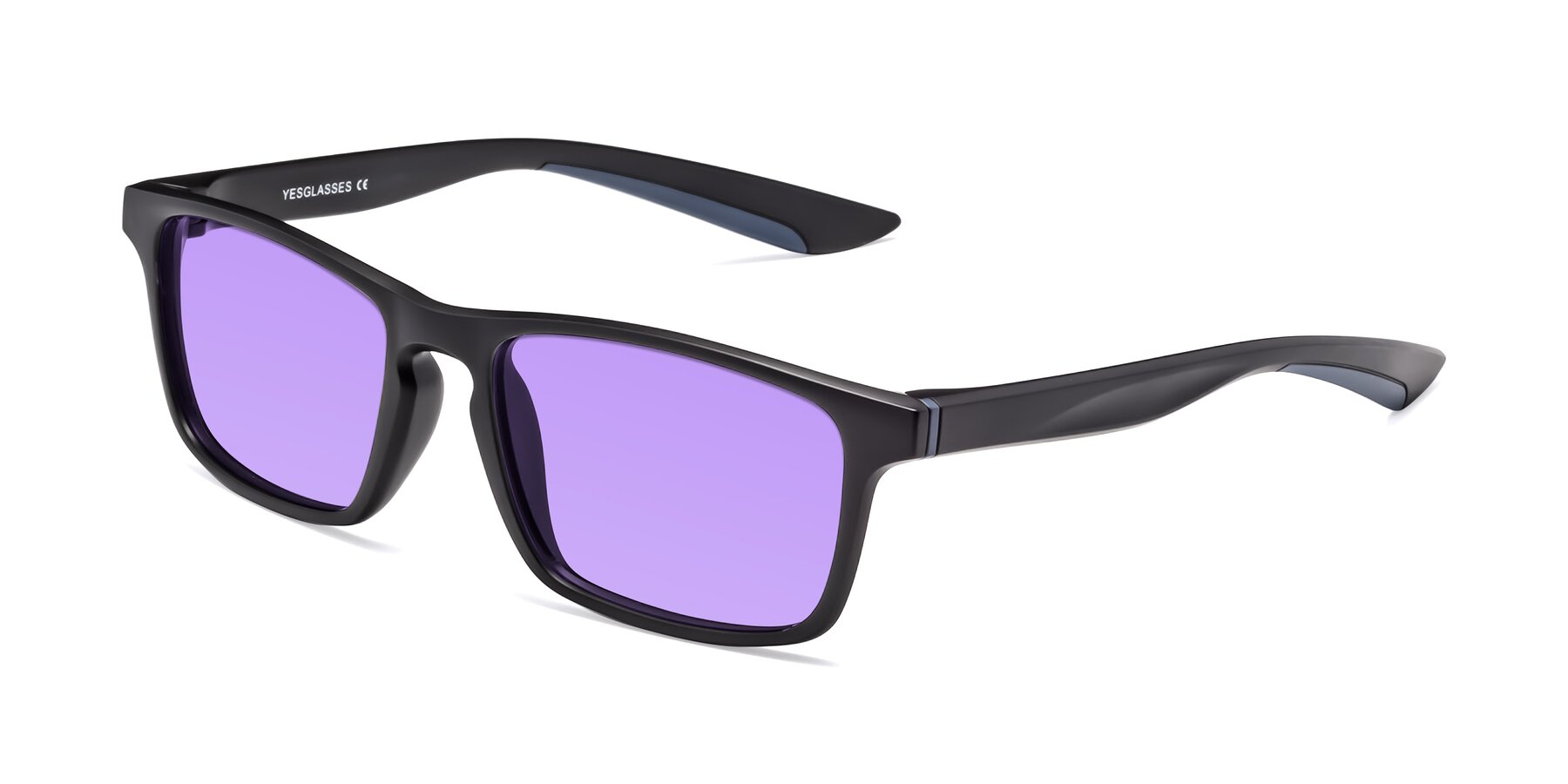 Angle of Passion in Matte Black-Blue with Medium Purple Tinted Lenses