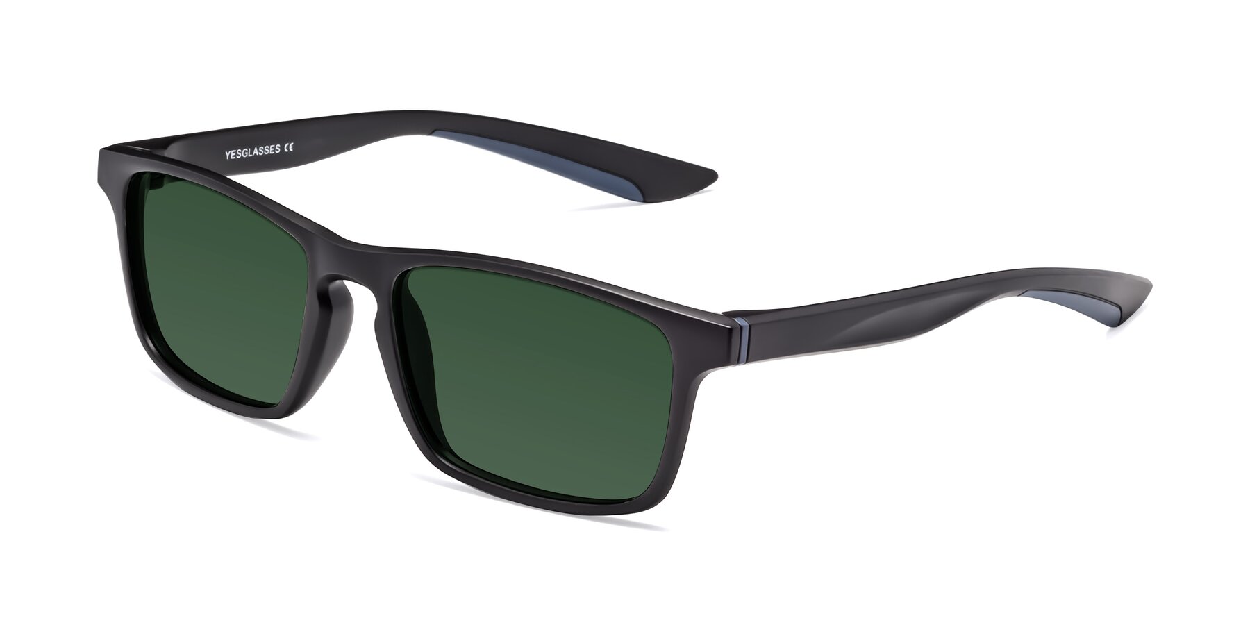 Angle of Passion in Matte Black-Blue with Green Tinted Lenses