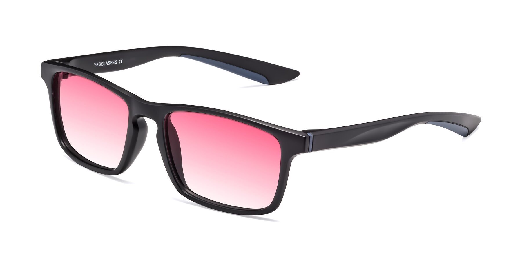 Angle of Passion in Matte Black-Blue with Pink Gradient Lenses