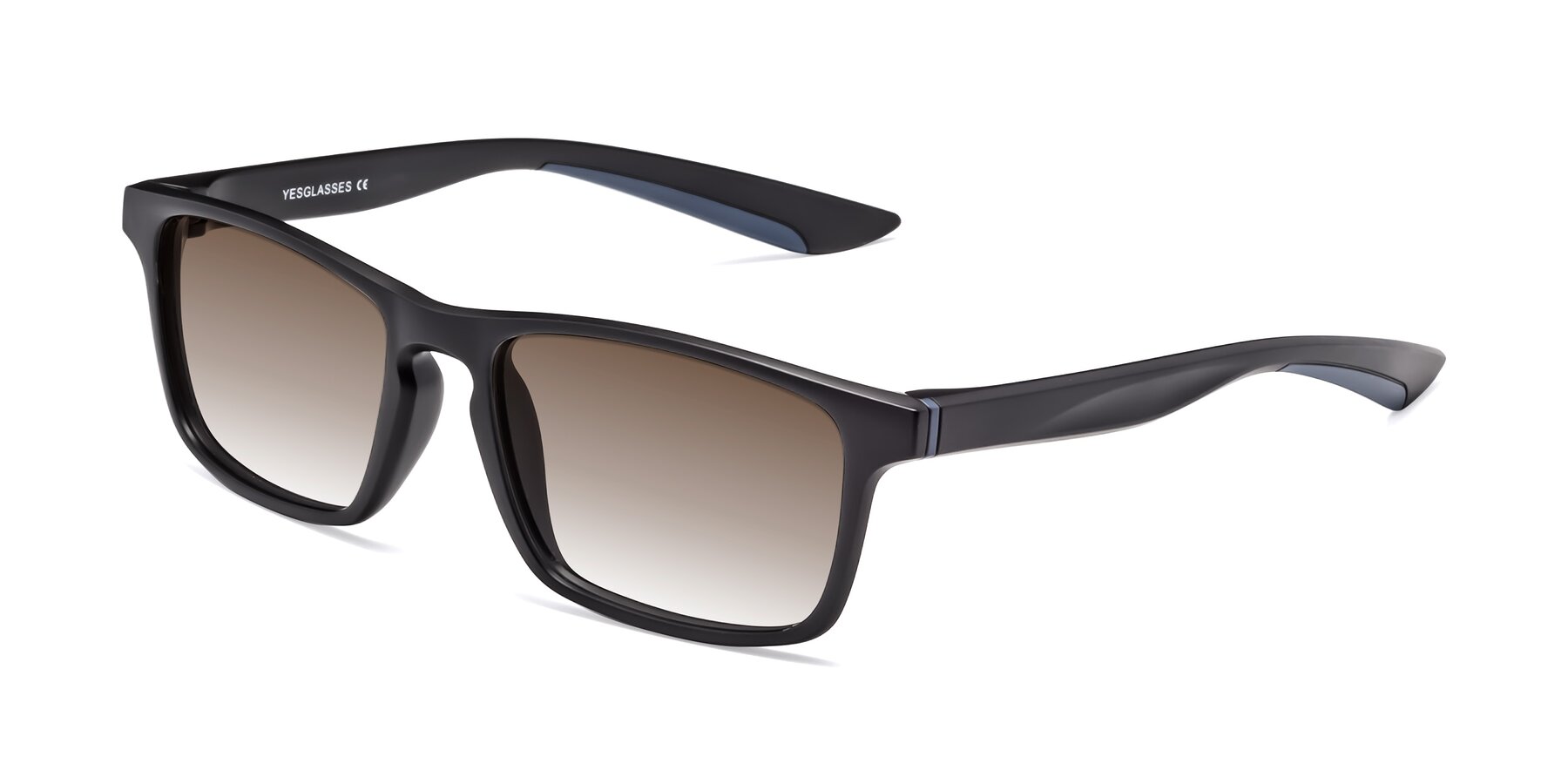 Angle of Passion in Matte Black-Blue with Brown Gradient Lenses