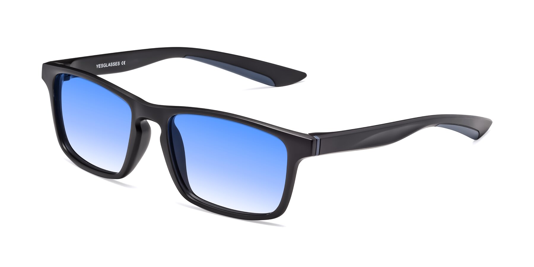 Angle of Passion in Matte Black-Blue with Blue Gradient Lenses