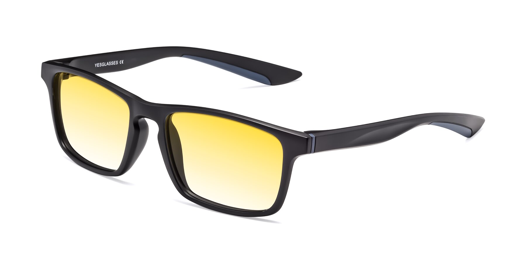 Angle of Passion in Matte Black-Blue with Yellow Gradient Lenses