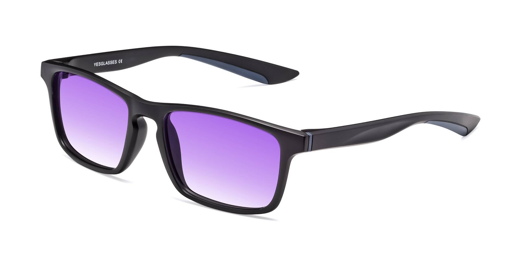 Angle of Passion in Matte Black-Blue with Purple Gradient Lenses