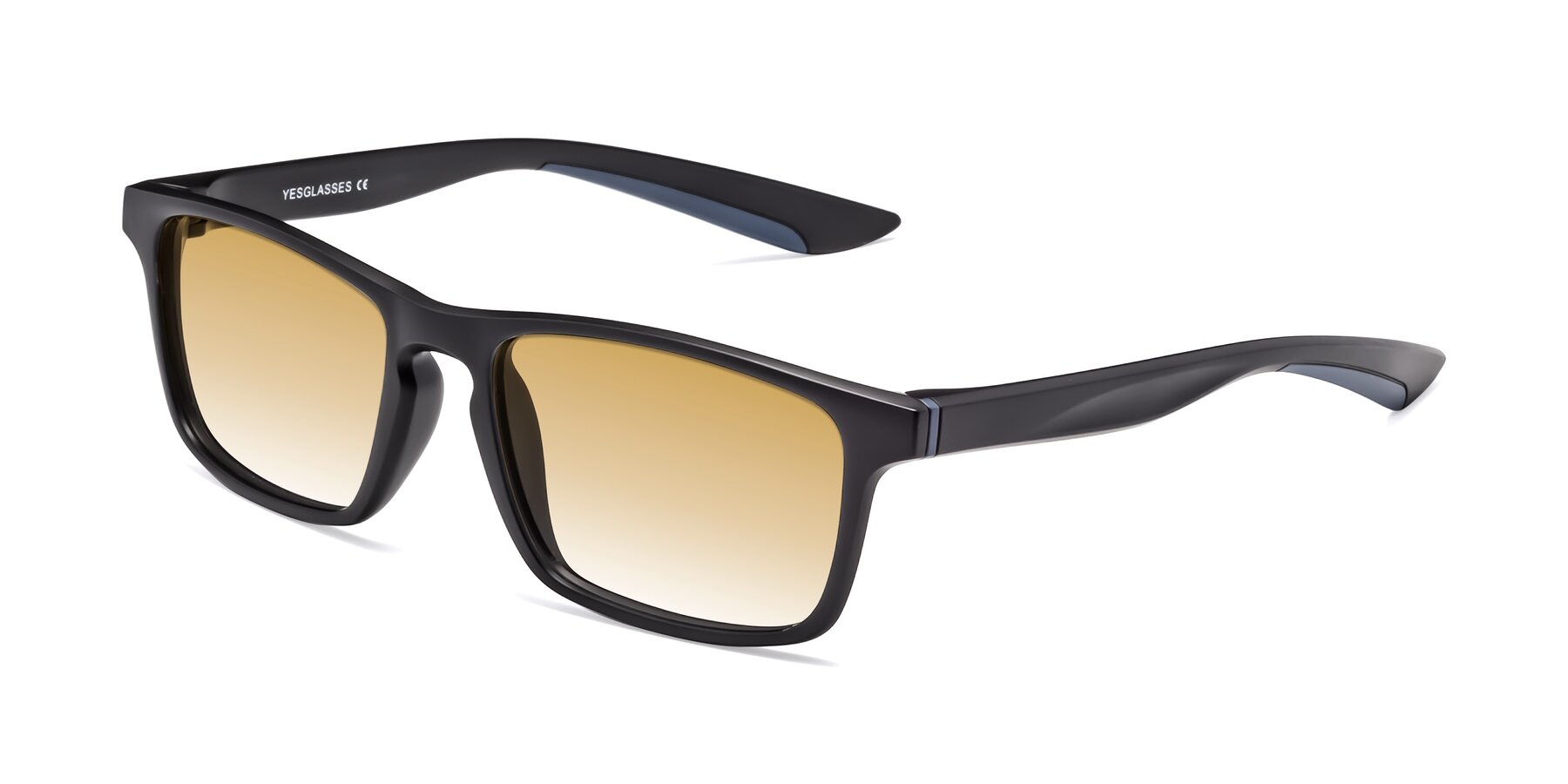 Angle of Passion in Matte Black-Blue with Champagne Gradient Lenses
