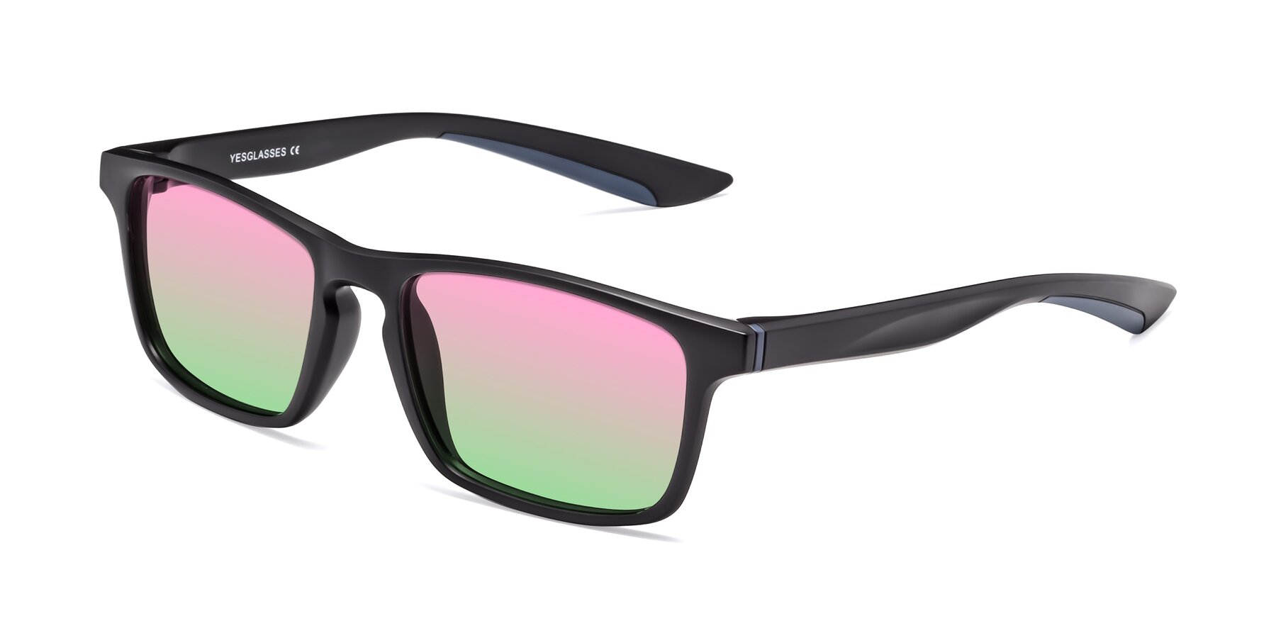 Angle of Passion in Matte Black-Blue with Pink / Green Gradient Lenses