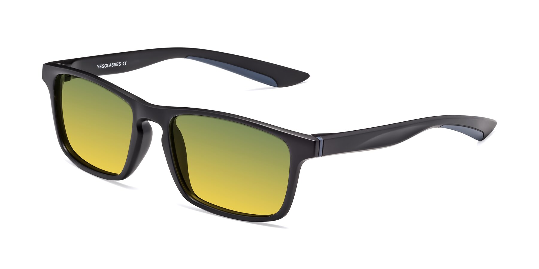 Angle of Passion in Matte Black-Blue with Green / Yellow Gradient Lenses