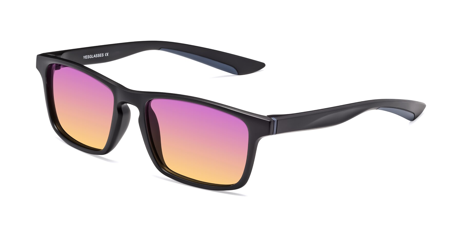 Angle of Passion in Matte Black-Blue with Purple / Yellow Gradient Lenses