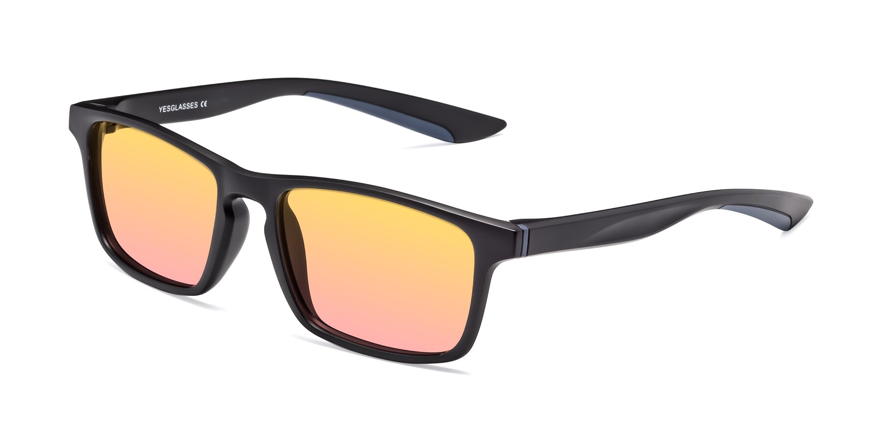 Angle of Passion in Matte Black-Blue with Yellow / Pink Gradient Lenses