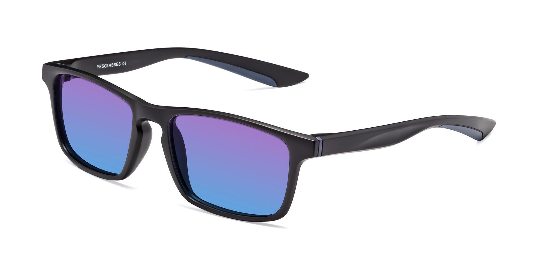 Angle of Passion in Matte Black-Blue with Purple / Blue Gradient Lenses