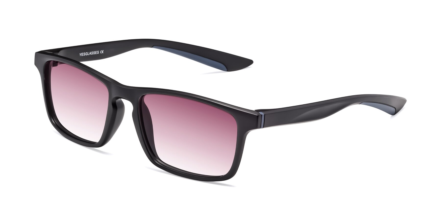 Angle of Passion in Matte Black-Blue with Wine Gradient Lenses