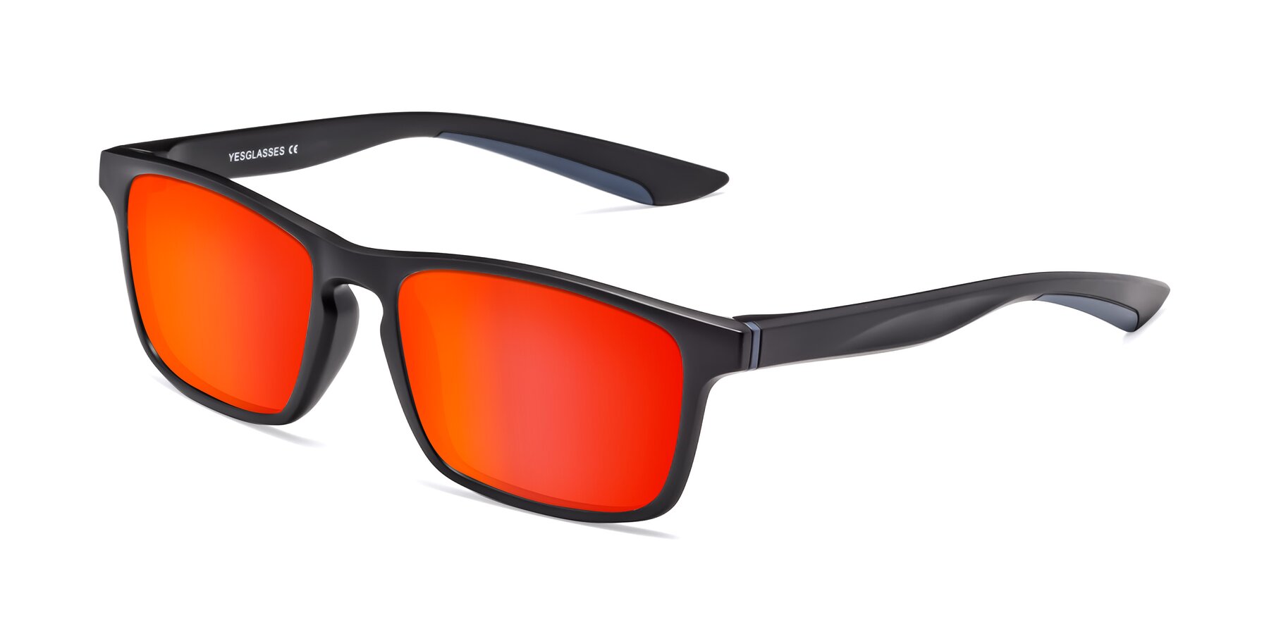 Angle of Passion in Matte Black-Blue with Red Gold Mirrored Lenses