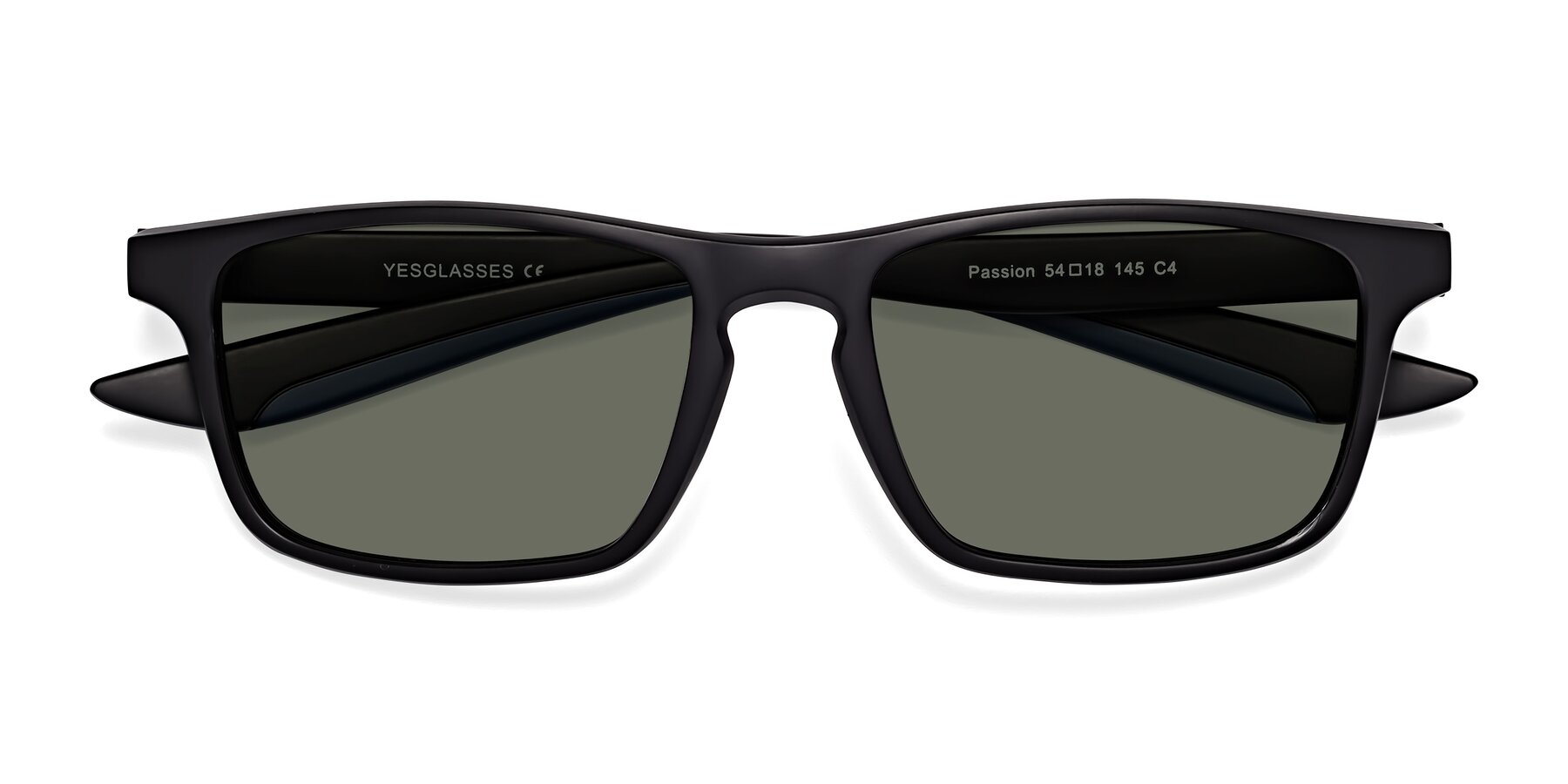 Folded Front of Passion in Matte Black-Blue with Gray Polarized Lenses