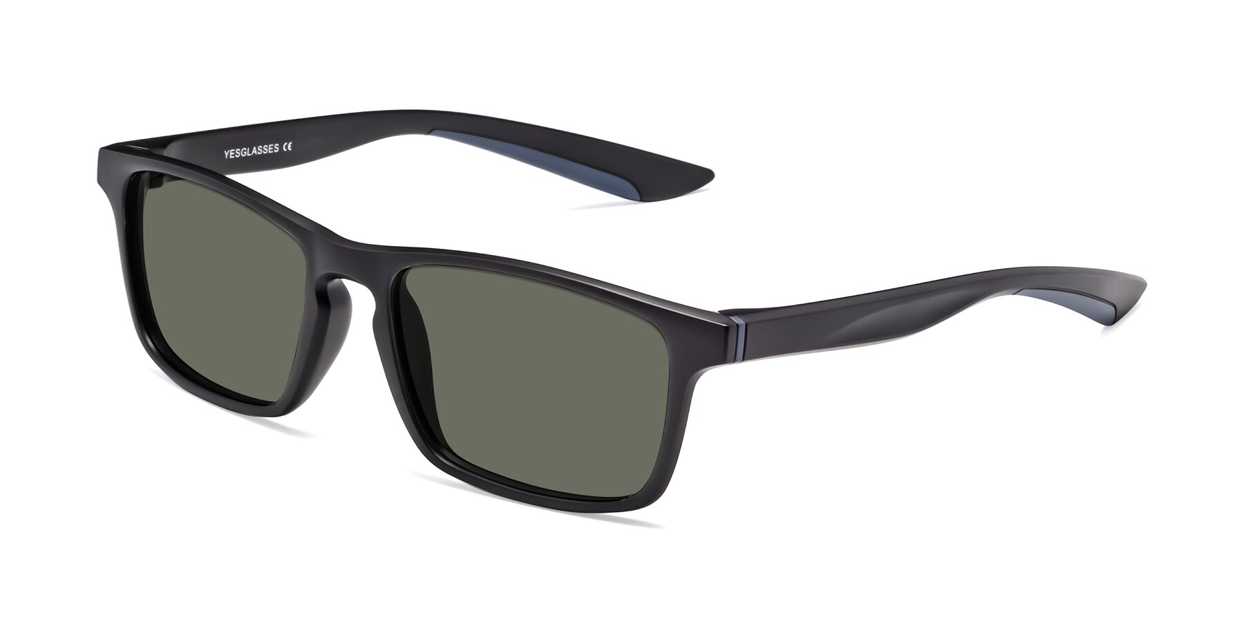 Angle of Passion in Matte Black-Blue with Gray Polarized Lenses