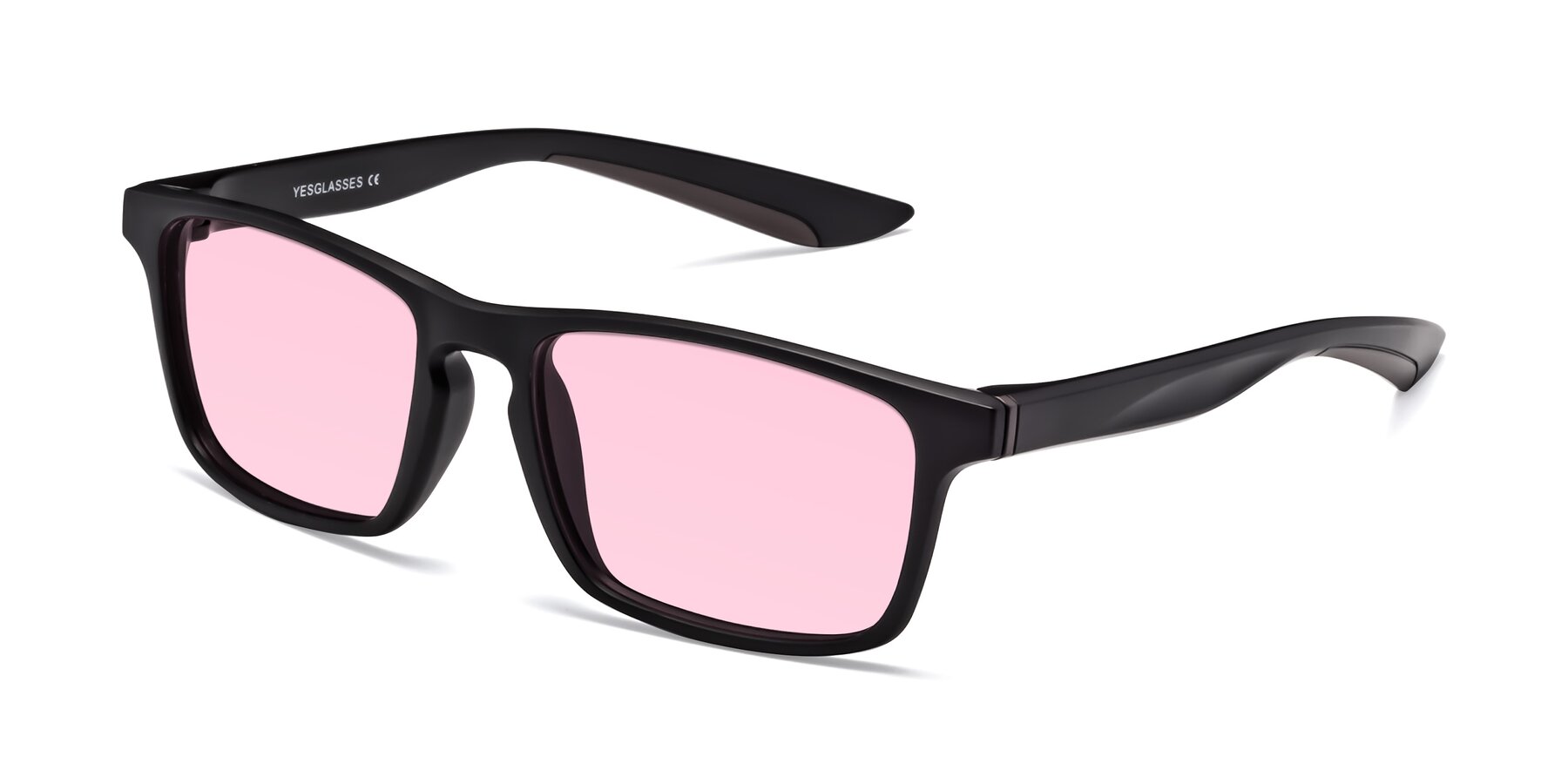 Angle of Passion in Matte Black-Coffee with Light Pink Tinted Lenses