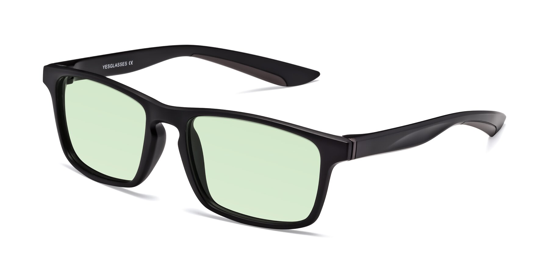 Angle of Passion in Matte Black-Coffee with Light Green Tinted Lenses