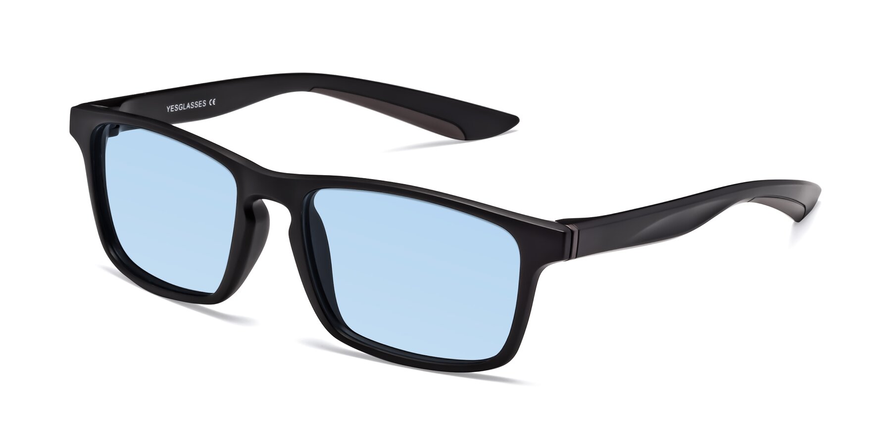 Angle of Passion in Matte Black-Coffee with Light Blue Tinted Lenses