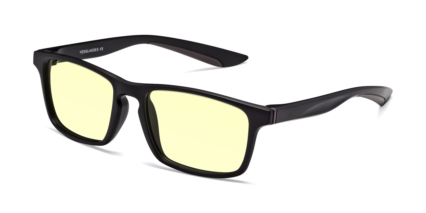 Angle of Passion in Matte Black-Coffee with Light Yellow Tinted Lenses