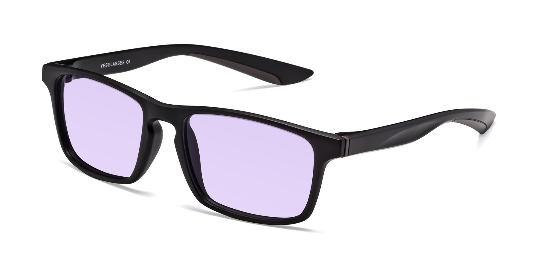 Angle of Passion in Matte Black-Coffee with Light Purple Tinted Lenses