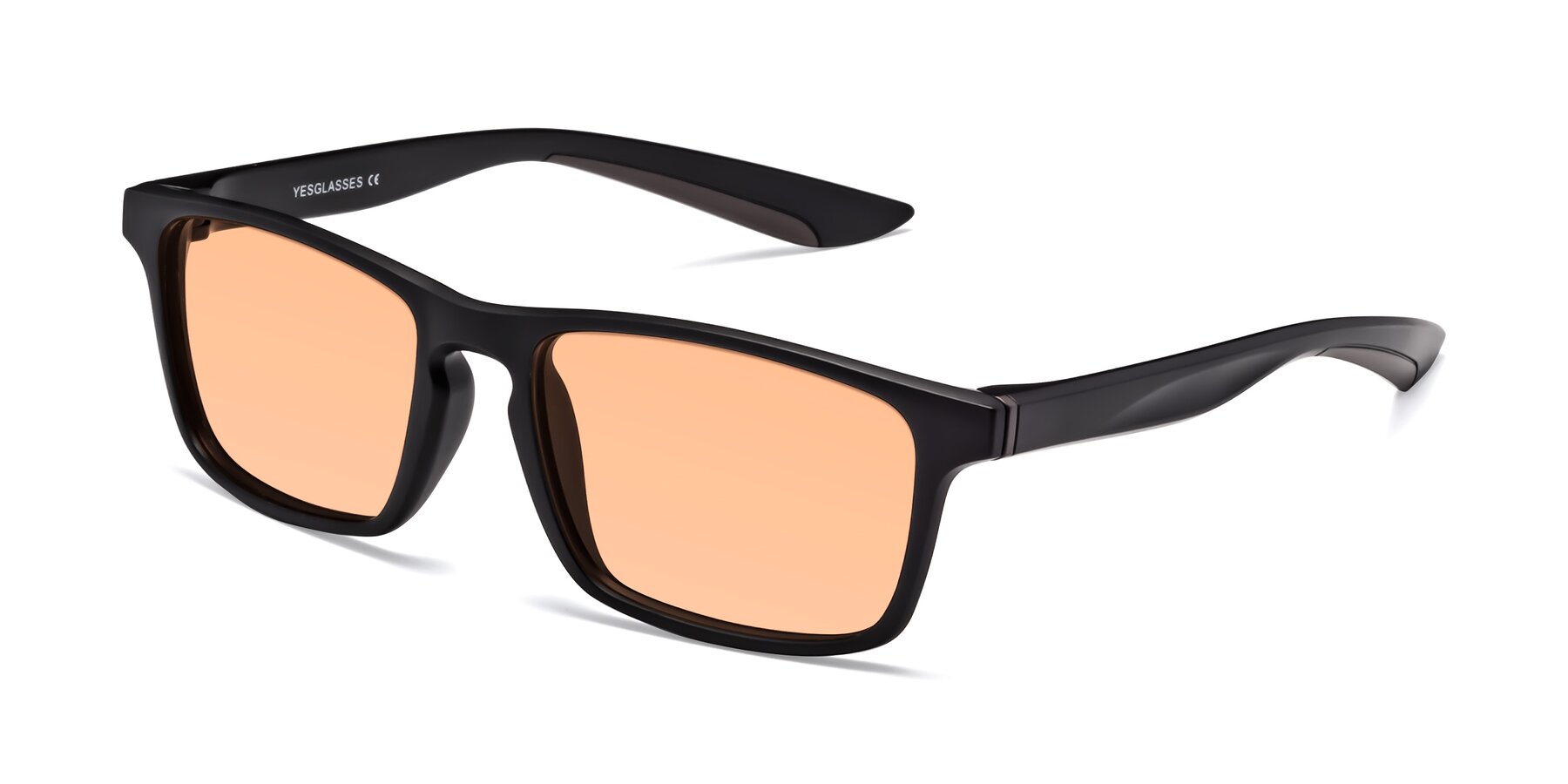Angle of Passion in Matte Black-Coffee with Light Orange Tinted Lenses