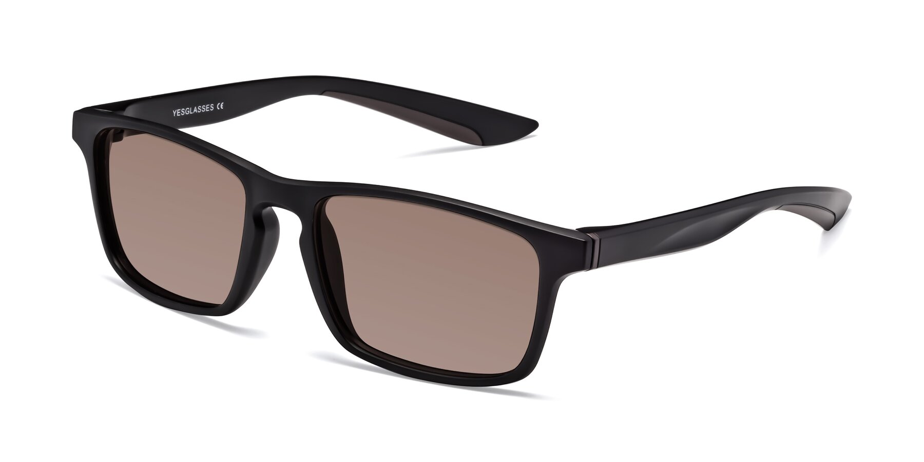 Angle of Passion in Matte Black-Coffee with Medium Brown Tinted Lenses