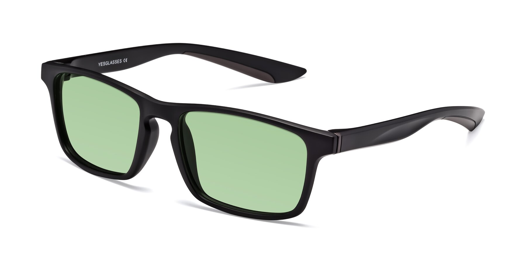 Angle of Passion in Matte Black-Coffee with Medium Green Tinted Lenses