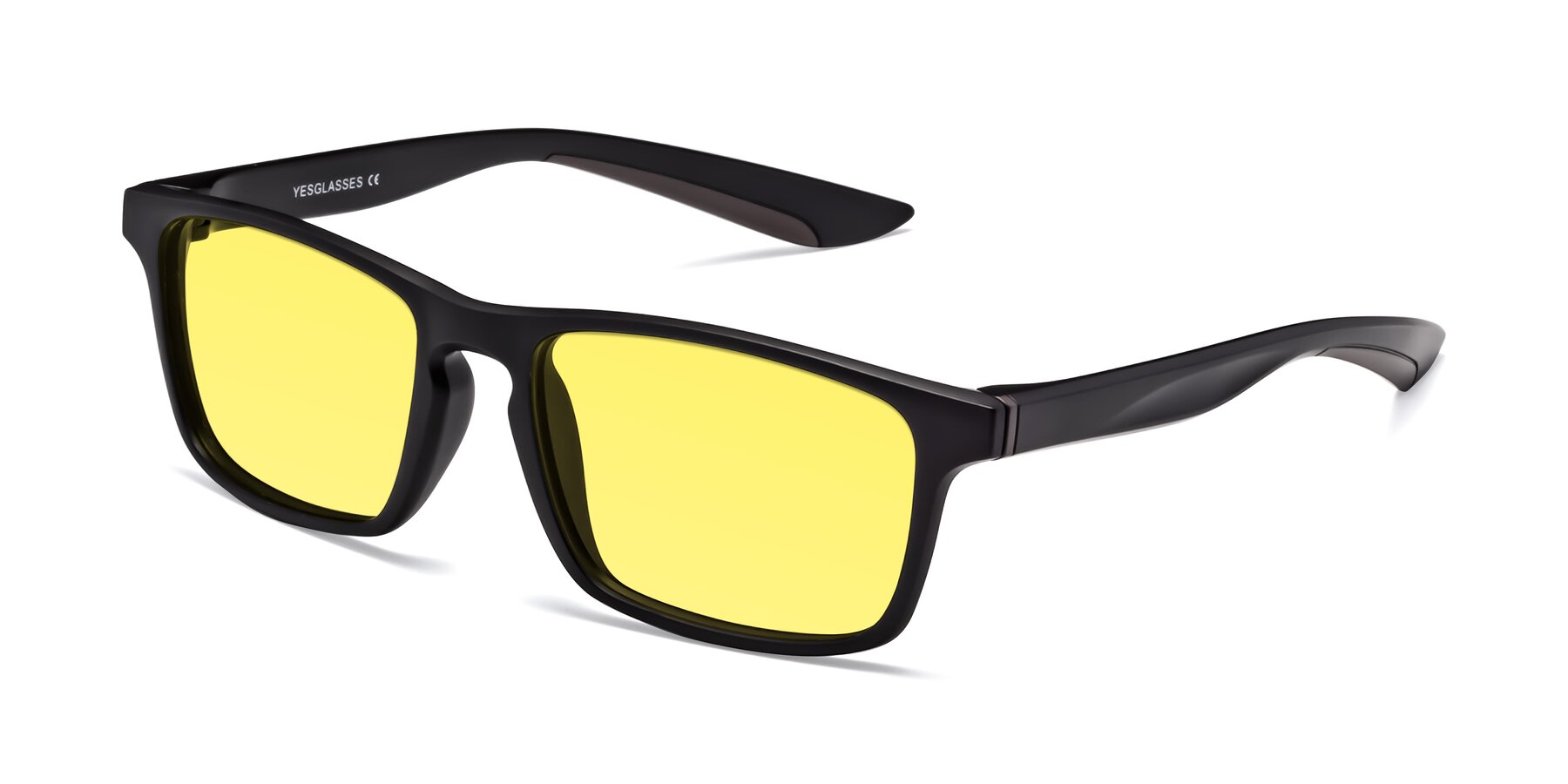 Angle of Passion in Matte Black-Coffee with Medium Yellow Tinted Lenses