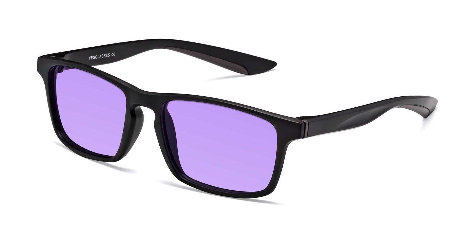 Angle of Passion in Matte Black-Coffee with Medium Purple Tinted Lenses