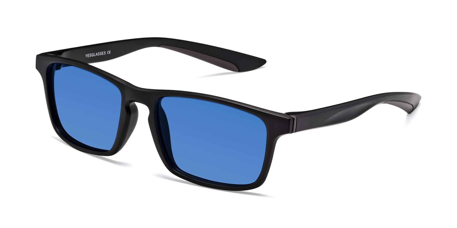 Angle of Passion in Matte Black-Coffee with Blue Tinted Lenses