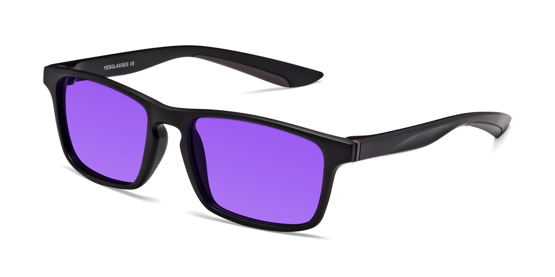 Angle of Passion in Matte Black-Coffee with Purple Tinted Lenses